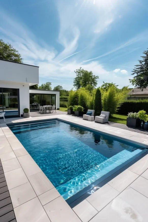 Modern farmhouse with a swimming pool